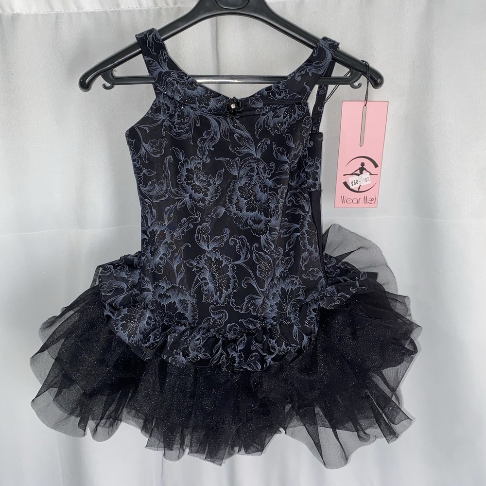 Wear Moi Dance Leotard Ruffle Black Child Girls Size 4-6 NWT